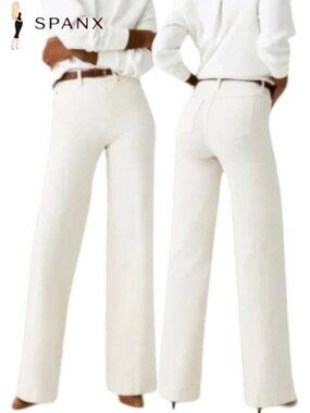 Spanx Seamed Front Wide Leg Jeans White Women's Size XS/XCH/TP White New w/Tag